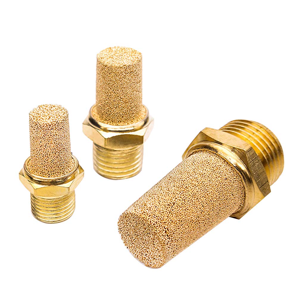 2 Pack Silencer Cone Air Muffler 1/4 NPT Male Bronze Solenoid Crankcase